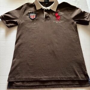 Ralph Lauren Boys Big Pony Chocolate Brown Polo with Cream Collar and Red Crest